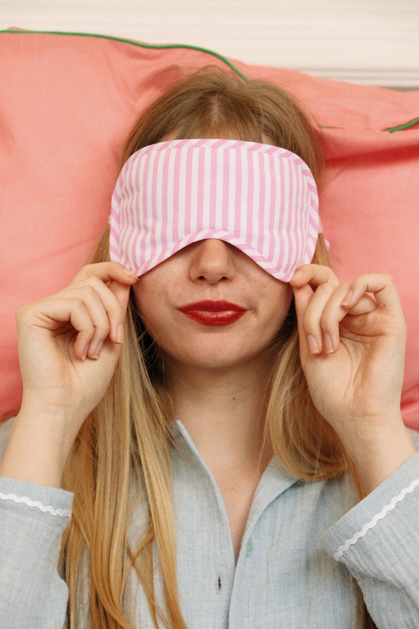 Pink Stripe Eye Mask